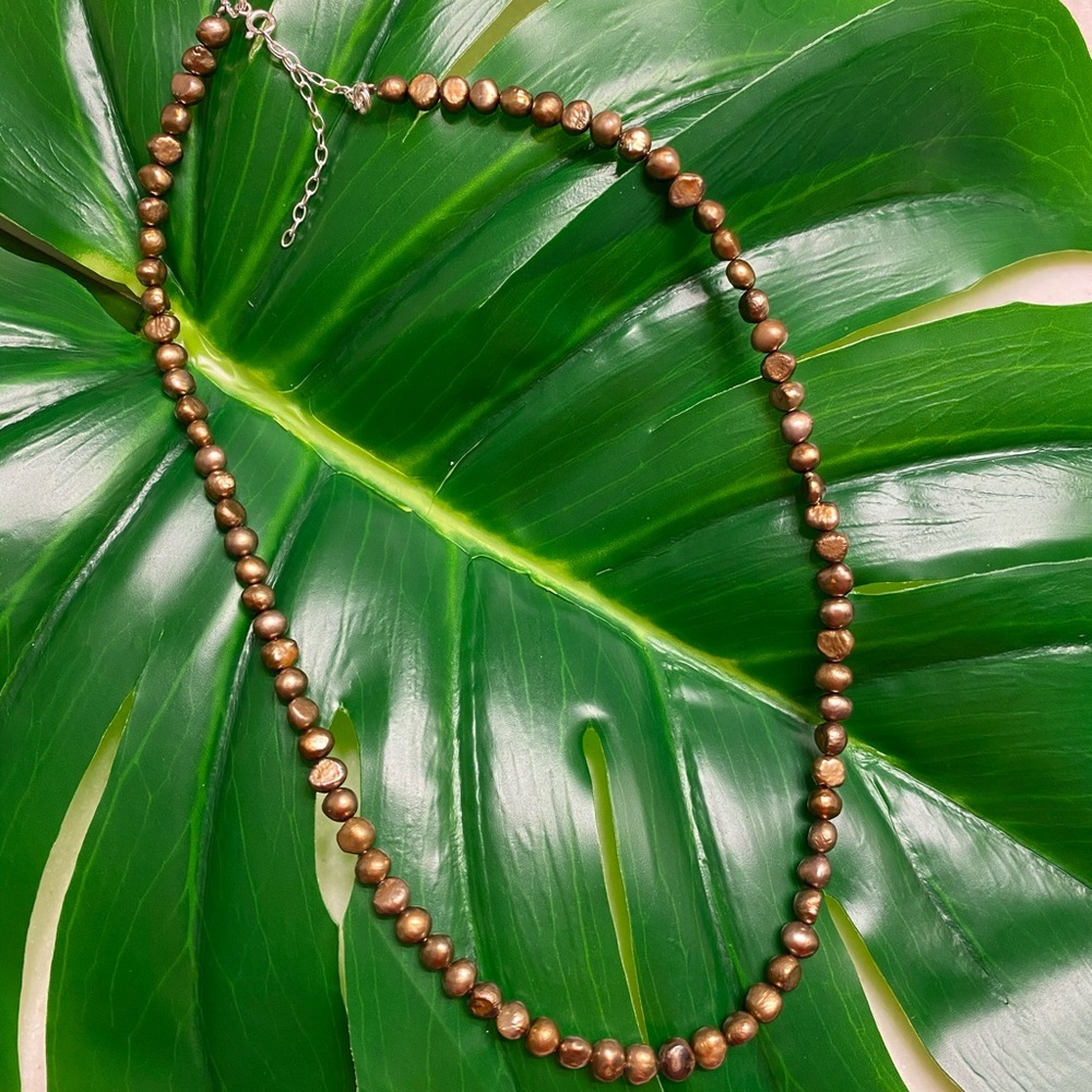 Bronze Pearl Necklace 20”